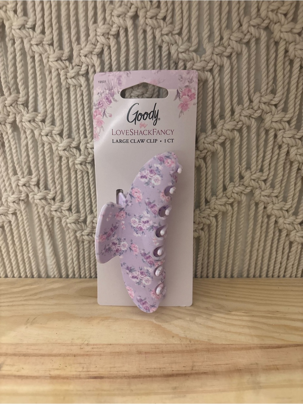 LoveShackFancy Lilac Floral Large Claw Hair Clip for Kids